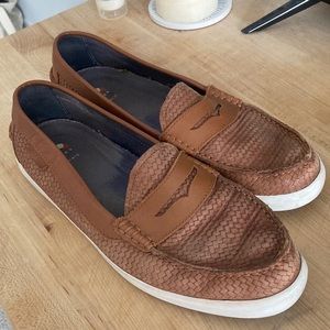 9.5 Cole Haan tan woven leather loafer style sneakers